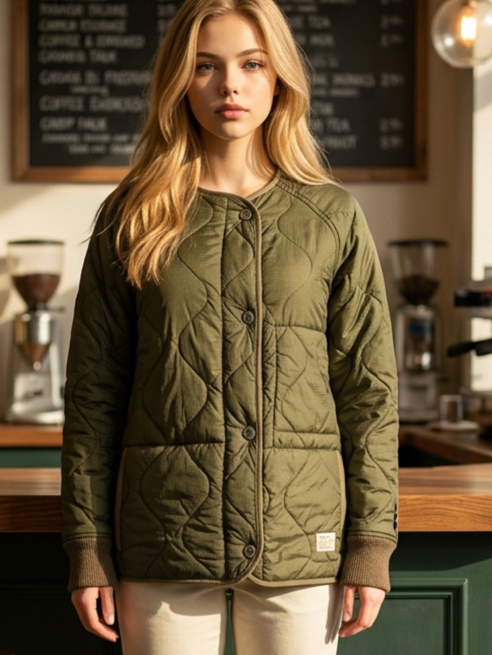 Quilted Olive Green Women's inside liner Jacket